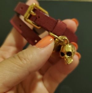 Alexander McQueen leather bracelet with skull